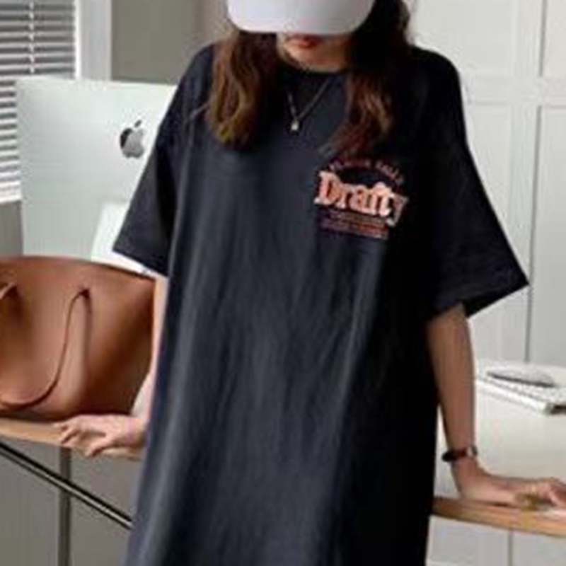 IELGY Đầm Tay Ngắn Dáng Rộng In Họa Tiết Hoạt Hình Dễ Thương Thời Trang Cho Nữ