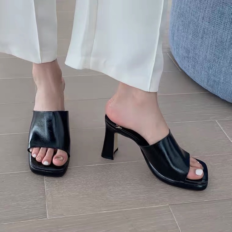 Guốc cao gót 7cm da PU chắc chân dễ phối