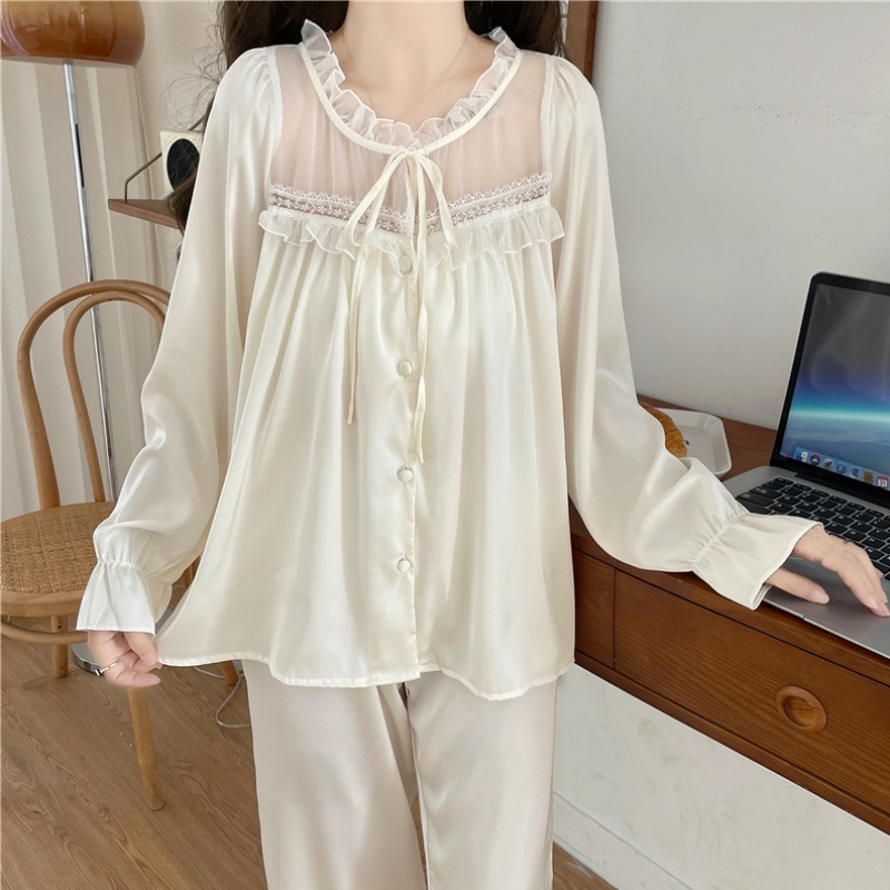 Bộ đồ ngủ công chúa dài tay phối bèo xinh xắn