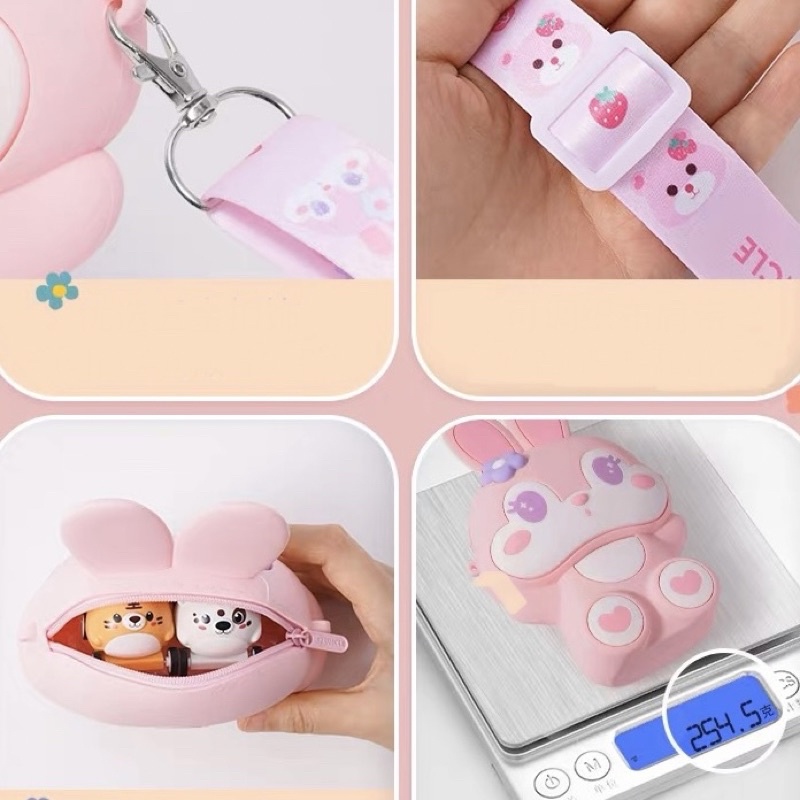 Trẻ Em Silicone Tiền, Túi Hoạt Hình Dễ Thương Thỏ Xingdelu Một Vai Bé Trai Và Bé Gái Sứ Giả Lưu Trữ Túi Đa Năng