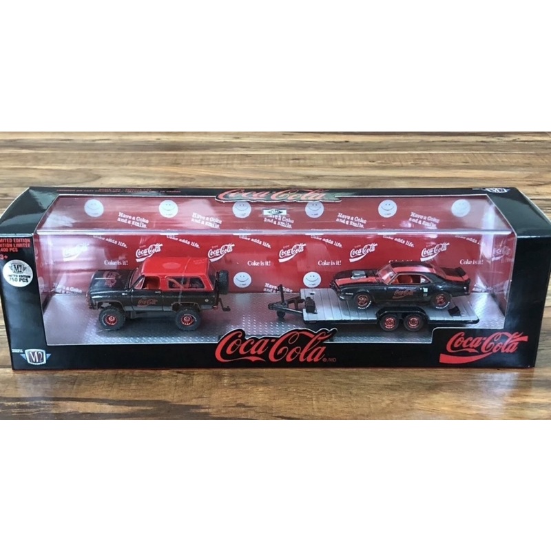Xe mô hình M2 Coca-Cola, bộ 2 xe, 1973 Chervolet K5 Blazer & 1968 Pontiac Firebird 400 H.O