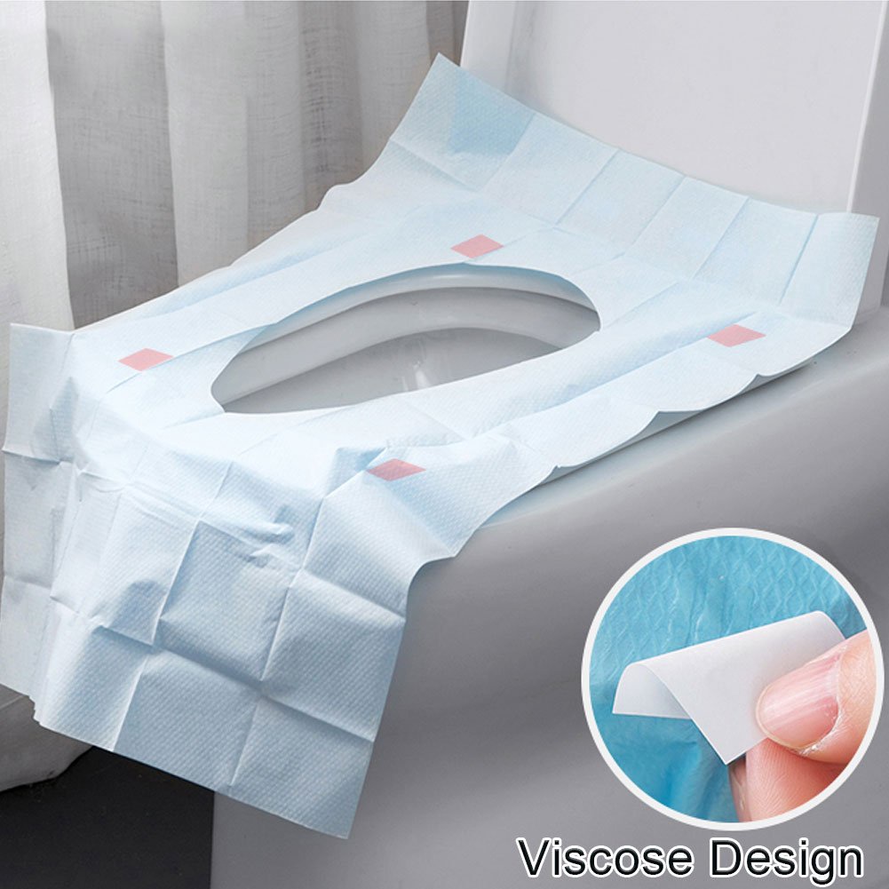 Túi 10 Miếng lót bồn cầu dùng một lần, giấy lót toilet công cộng tự hủy