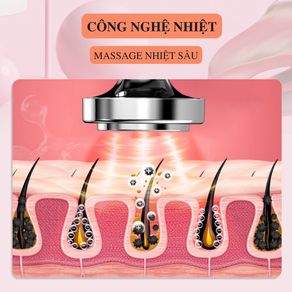 Máy điện di đẩy tinh chất ion âm dương dưỡng trắng da Boorui, massage EMS nâng cơ mặt giúp làm sạch và trẻ hóa làn da