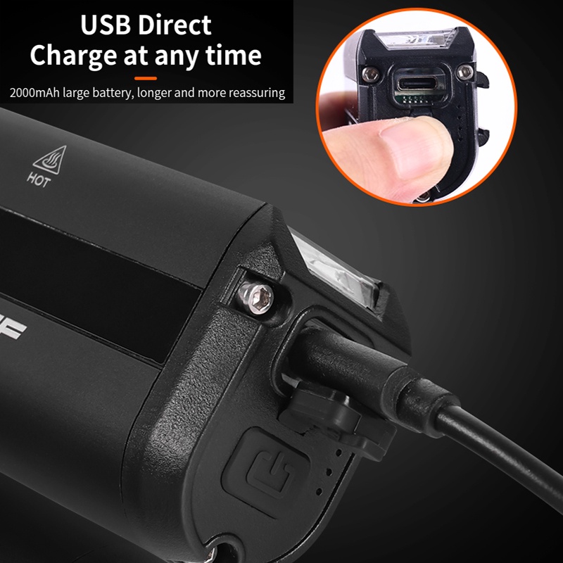 Bộ Đèn Pha LED 5 Chế Độ Sáng IPX-5 Bằng Hợp Kim Nhôm Chống Lóa Kèm Sạc USB Tiện Dụng Cho Xe Đạp