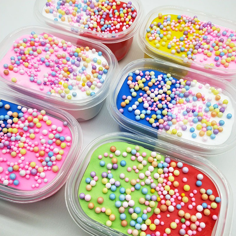 Slime dạng âu to xốp cốm thạch đất sét bùn cực đẹp mix 2 màu Đồ chơi slam chất nhầy ma thuật squishy