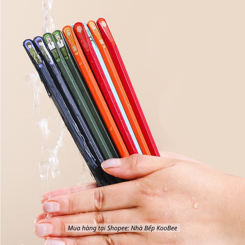 Set 5 đôi đũa cơm gia đình kiểu Nhật sợi thủy tinh chịu nhiệt kháng khuẩn chống nấm mốc chống trơn trượt