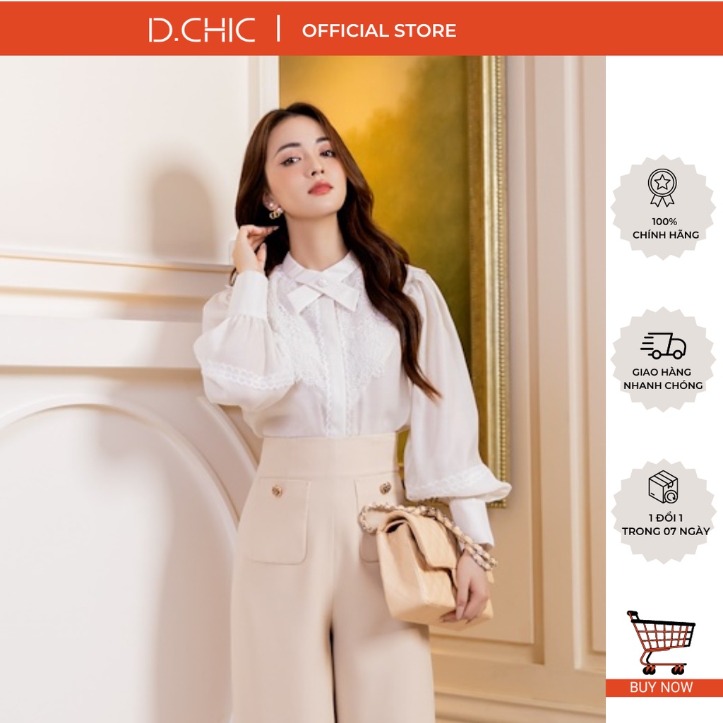 Áo sơ mi cổ đan chéo phối zen D.CHIC MS: 1811886