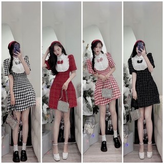 ĐẦM CARO DẠ CỔ TRẮNG BÈO NƠ 🎀🎀