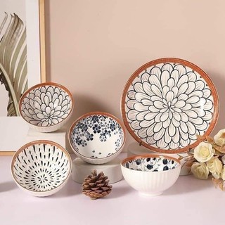 Bộ bát đĩa quà tặng bộ chén đĩa gia đình hoa văn Nhật Bản cao cấp kèm đũa muỗng