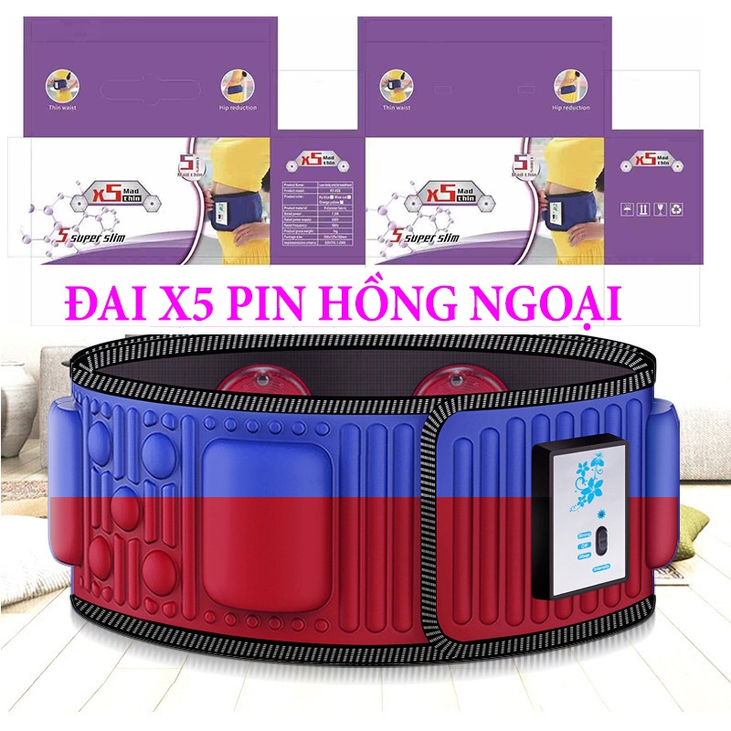 Đai massage giảm mỡ bụng x5 pin hồng ngoại, Đai giảm mỡ bụng dùng pin, Đai x5 dùng pin mát xa giảm mỡ bụng