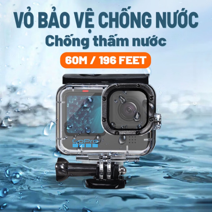 Case chống nước gopro 60M Cho Gopro Hero 10 / 9 / 8 / 7 / 6 / 5 / 4 / 3 — Vỏ bảo vệ chống thấm
