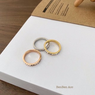 [benben.acc] Nhẫn titan full đá vuông
