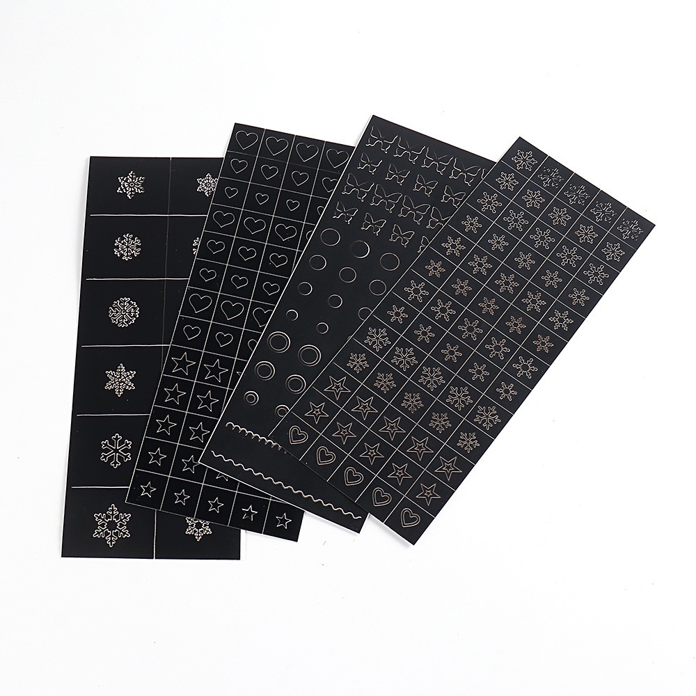 Sticker Dán Móng Nghệ Thuật ins Họa Tiết Rỗng Hình Ngôi Sao Bướm Trái Tim