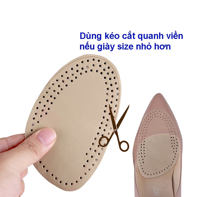 Cặp lót giày cao gót mũi tròn đệm nửa bàn chân trước chất liệu da bò thoáng khí - hickies lacing system