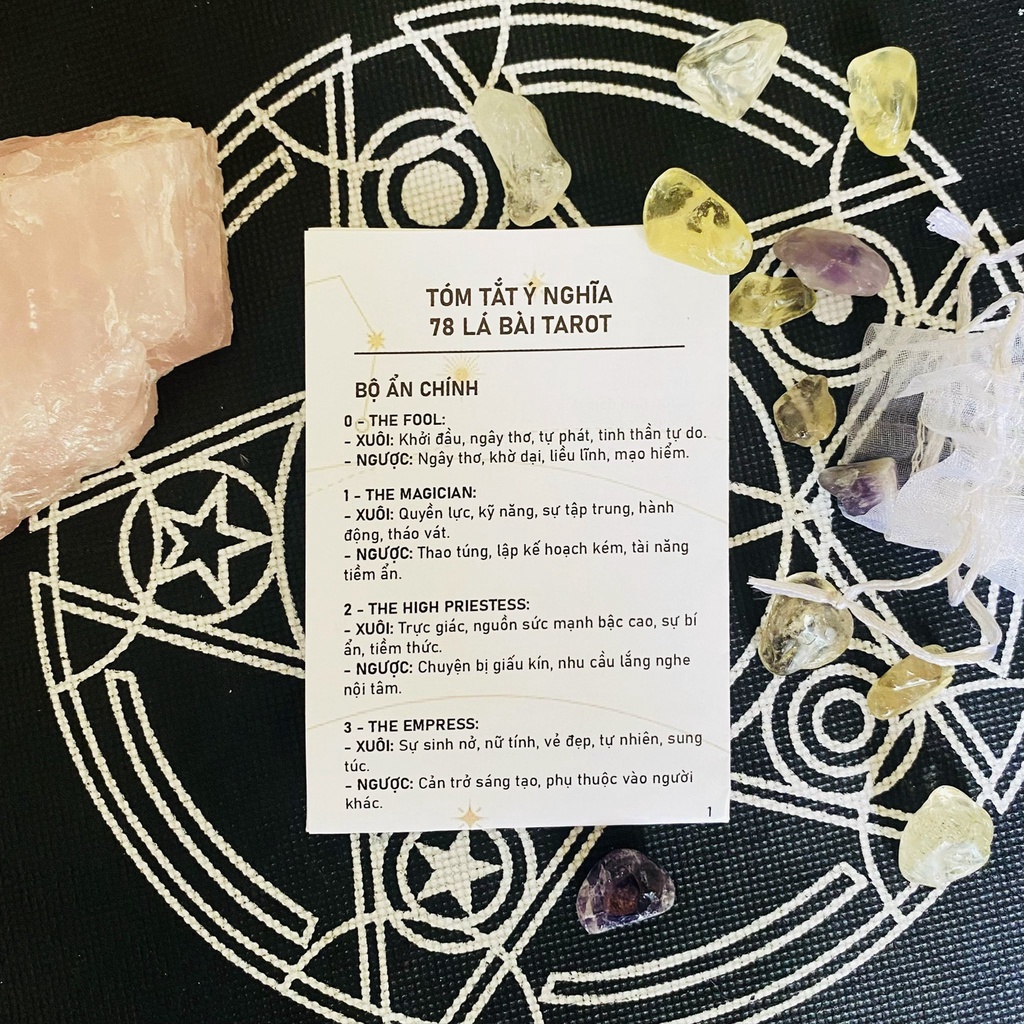 Tờ tóm tắt ý nghĩa Tarot 78 lá dành cho các bạn mới