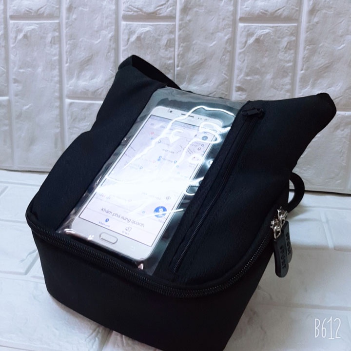 Túi đựng điện thoại treo đầu xe máy mẫu đứng vải bố chuyên dụng Sunha dành cho xe ôm công nghệ phiên bản mới,