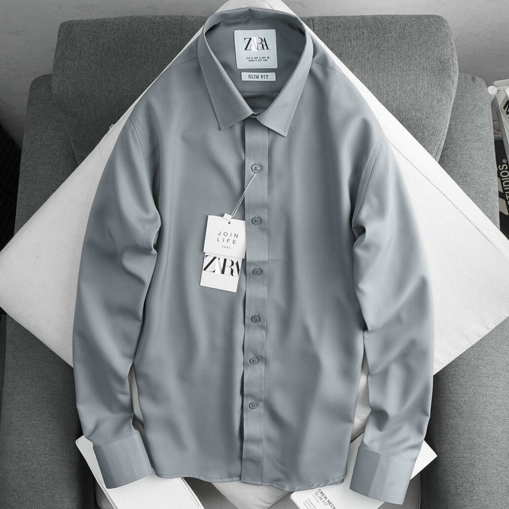 Áo Sơ Mi Nam Trơn Tay Dài GEN ALPHA ZA.RA cổ Đức, vải chéo mềm mịn hạn chế nhăn, nhiều màu, dễ mặc | BigBuy360 - bigbuy360.vn