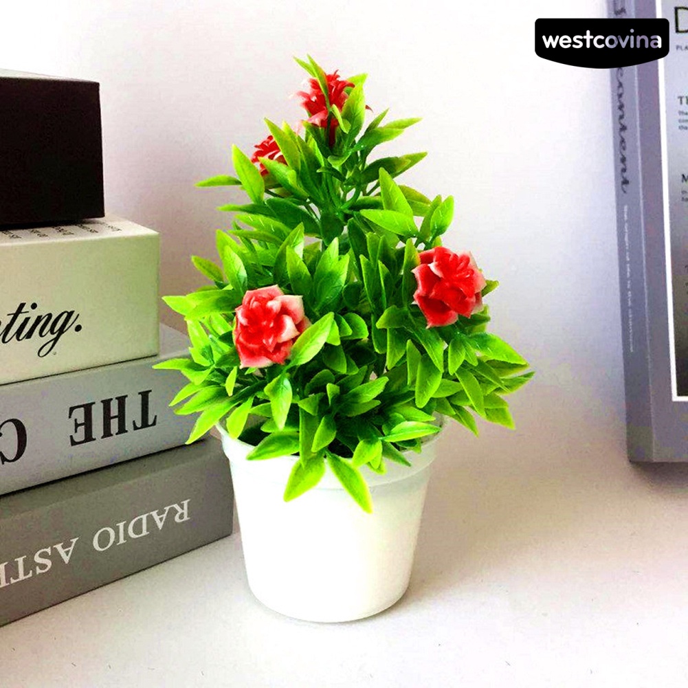 [WEST]⚘1 Cây Hoa Hồng Nhân Tạo Mini Trang Trí Nhà Cửa / Tiệc Cưới