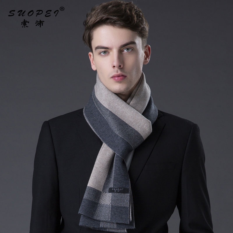 Khăn Choàng Len Cashmere Cao Cấp Dày Dặn Ấm Áp Thời Trang Mùa Đông Phong Cách Hàn Quốc Cho Nam