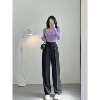 Áo Thun Gân Croptop Lệch Vai [ ẢNH THẬT 100% ]