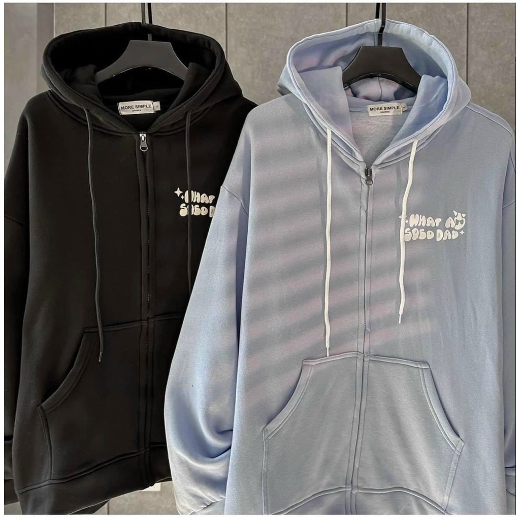 áo khoác nỉ hoodie what a soso dad, áo khoác chân cua in hình gấu cá tính dễ thương, áo khoác dây kéo khóa zip nam nữ Dá
