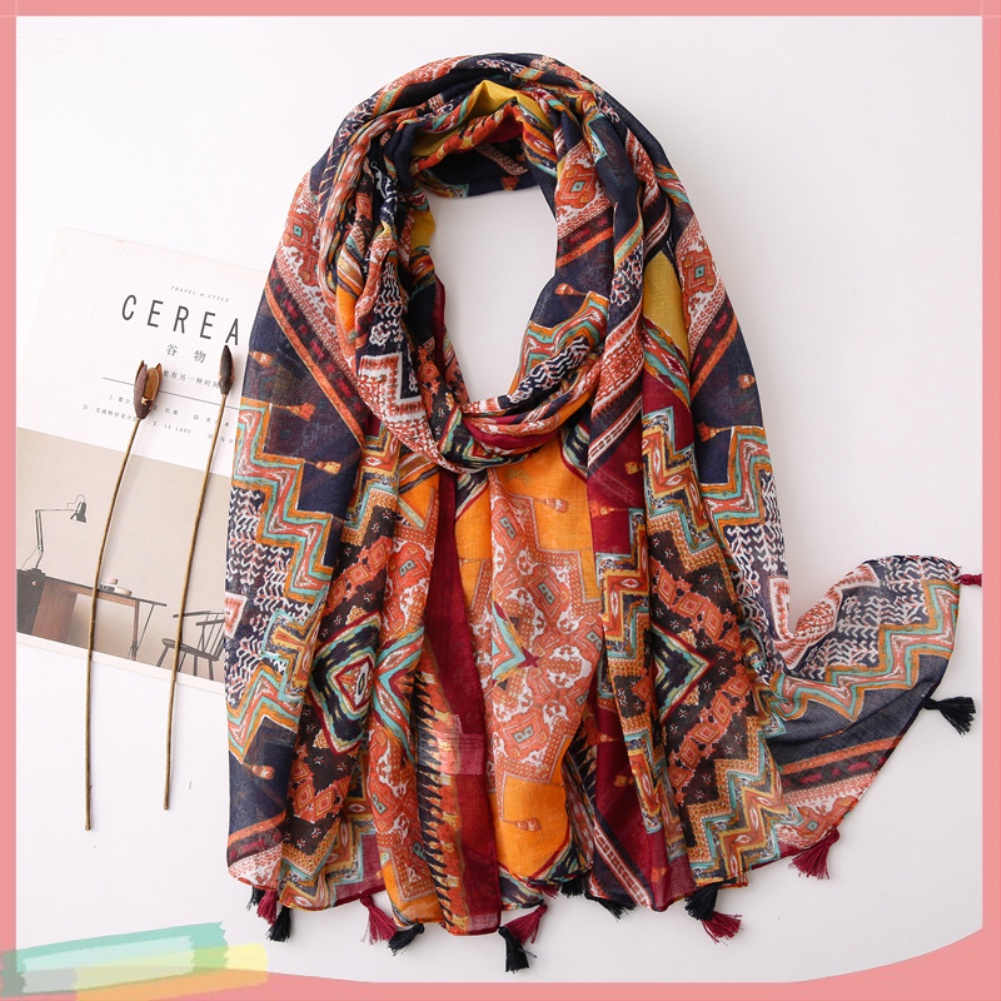 Khăn choàng cổ họa tiết hoa phong cách du mục thời trang cho nữ