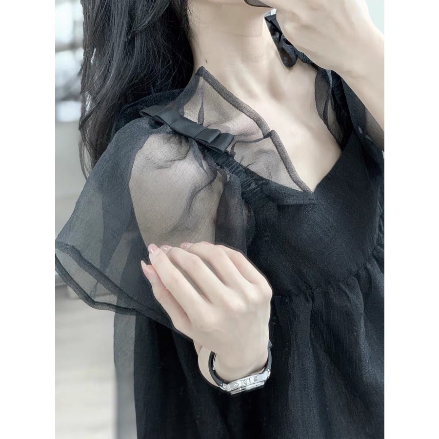 Đầm voan babydoll tay bồng dễ thương xinh đẹp  - NQ1222