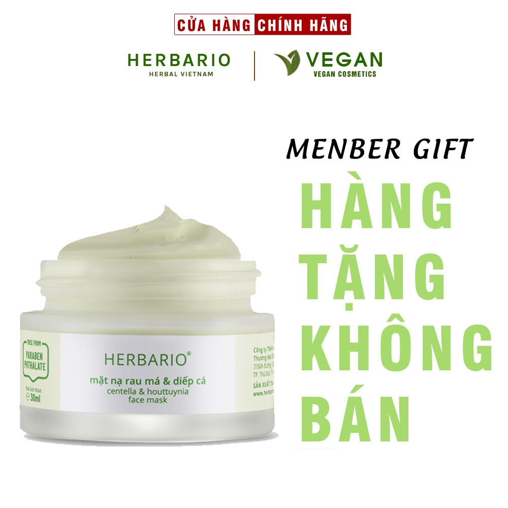 [HÀNG TẶNG KHÔNG BÁN] - Mặt nạ Rau má & Diếp cá  herbario 30ml sạch mụn thuần chay