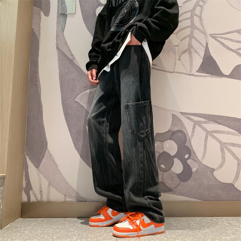 Quần Jean Dài Dáng Rộng Ống Suông Phong Cách Retro Dành Cho Nam
