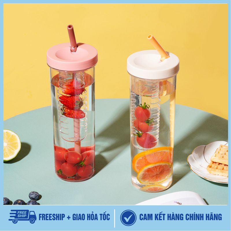 Bình nước detox pha hoa quả,trà và các loại trái cây khác có ống út đi kèm tiện lợi