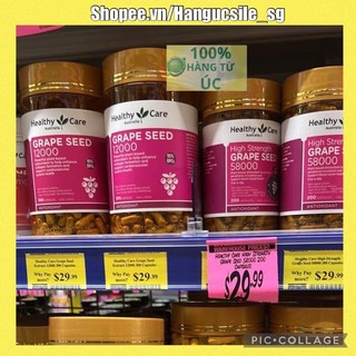(Date 06/2025) Viên uống tinh chất hạt nho bổ máu Healthy Care Grape Seed 12,000 mg
