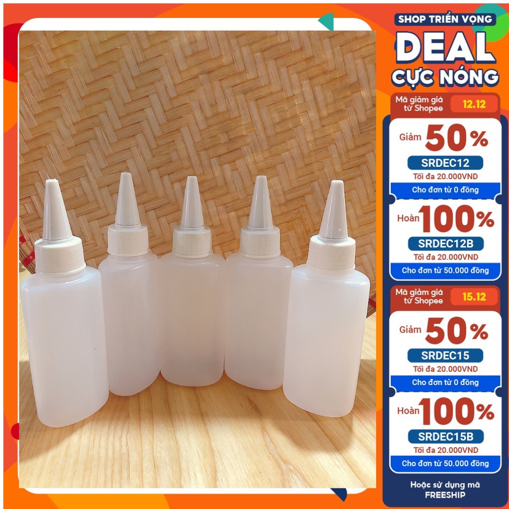 Chai Nhựa Mềm Có Nút Nhỏ Giot Dùng Xịt Bơ Và Các Loại Nước Chấm Có Kèm Nắp 100ml