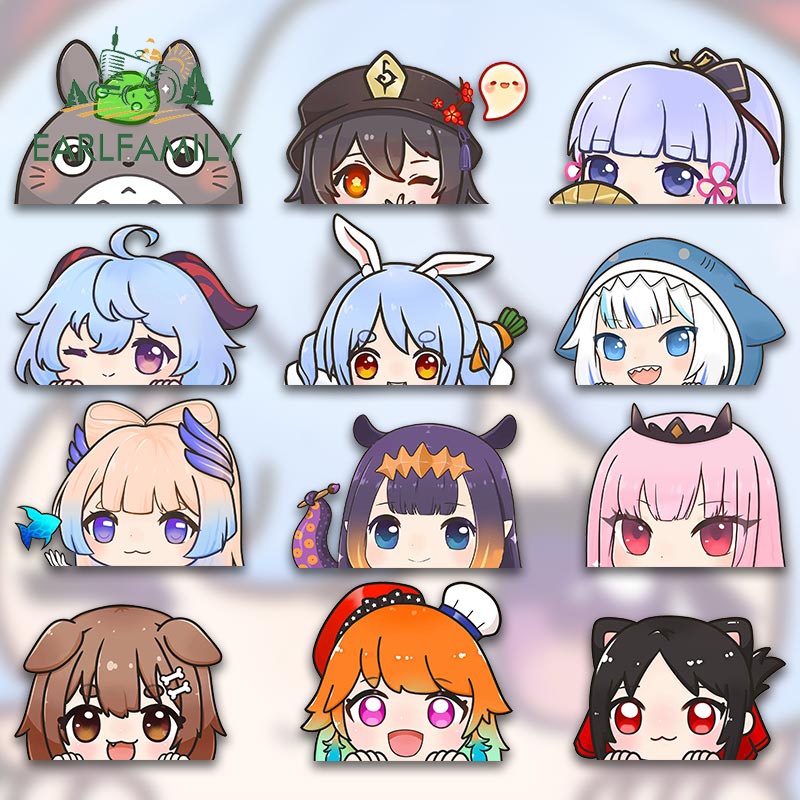 Đề Can Vinyl Dán Trang Trí Xe Hơi / Xe Máy Họa Tiết Anime Genshin Va Chạm Hololive Peeker Chibi 13cm