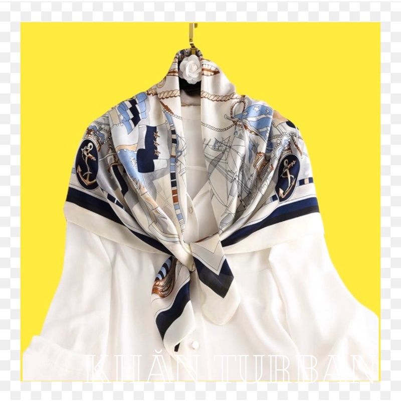 Khăn lụa vuông choàng cổ thanh lịch size 90x90cm quấn áo yếm - Khăn turban