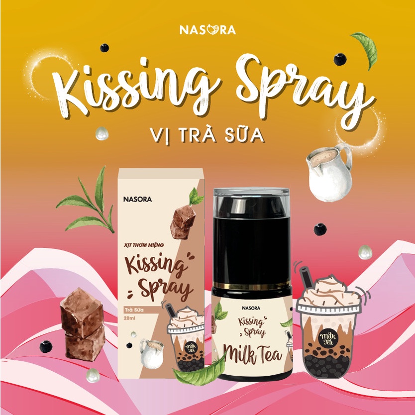 Xịt Thơm Miệng Kissing Spray Nasora 20ml Trái Cây Cà Phê Trà Sữa Hương Thơm Ngọt Ngào Thanh Khiết