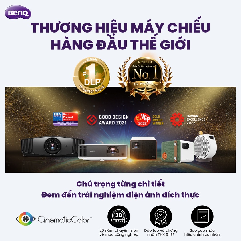 Máy chiếu mini LED không dây BenQ GV30 Android TV với hệ thống loa 2.1 & lấy nét tự động