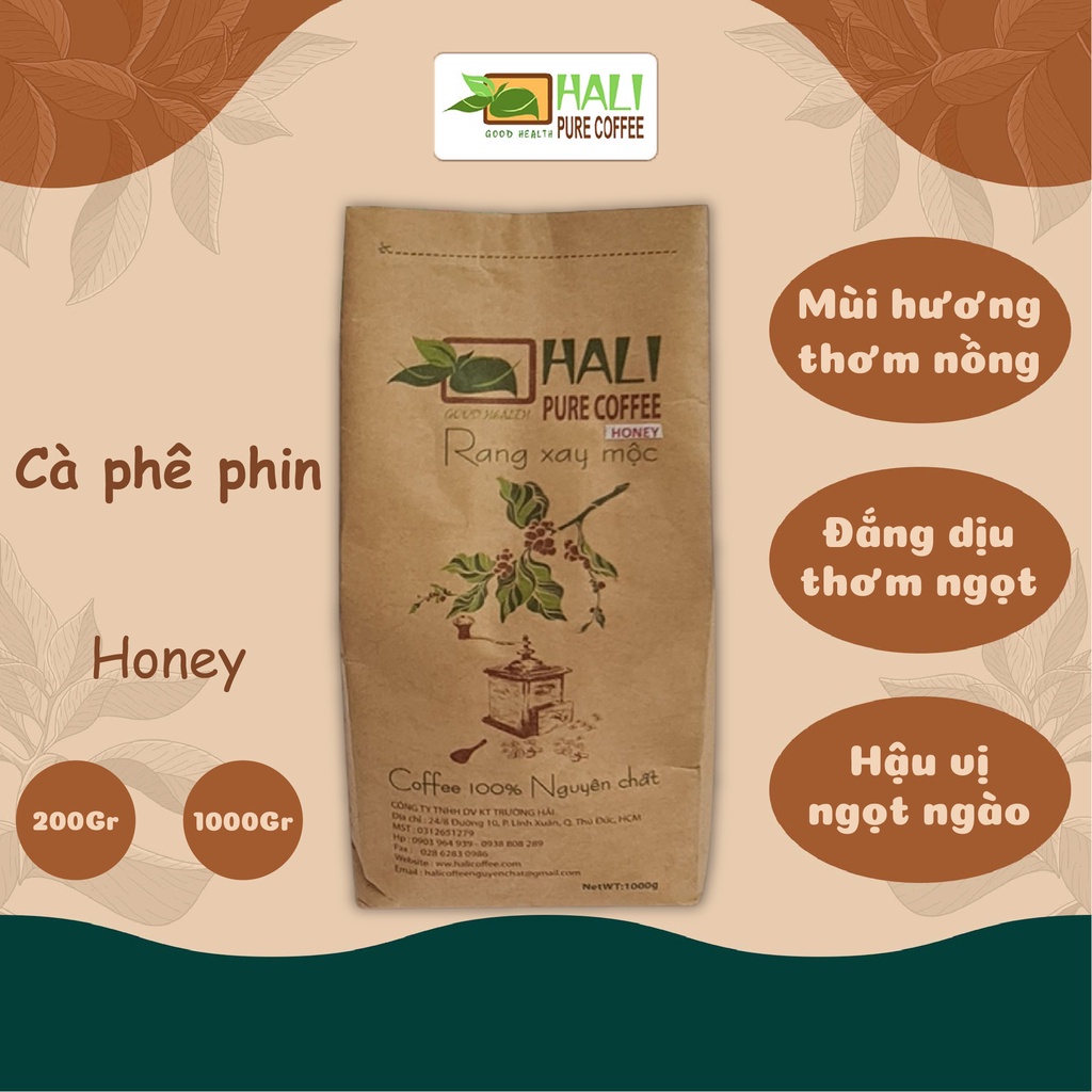Cà phê nguyên chất Honey Pháp - Cafe pha phin đắng dịu, hậu vị thơm ngọt - Hali Coffee định lượng 20