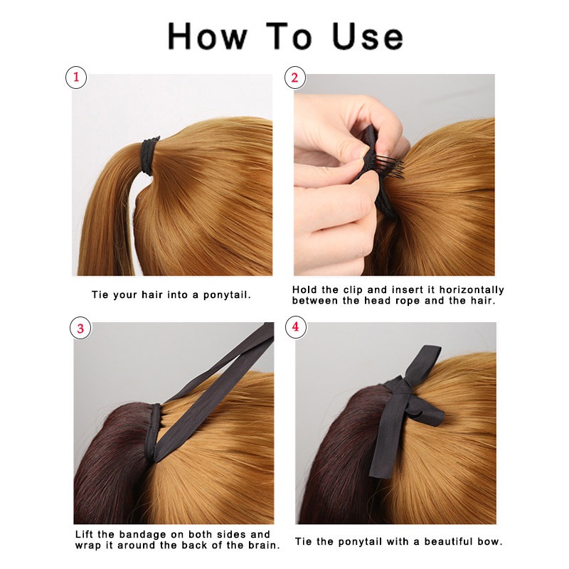 Tóc Giả Đuôi Ngựa Xoăn Kèm Kẹp Tóc Bằng Sợi Tổng Hợp JP5