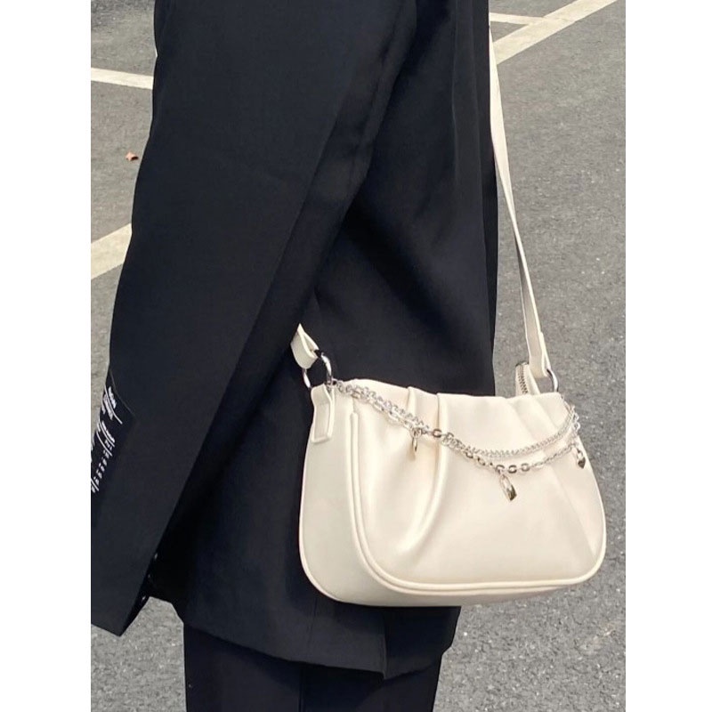 AlphaZ ins Túi Tote Dệt Mây Xếp Ly Đeo Vai Kích Thước Lớn Thiết Kế niche Hợp Thời Trang