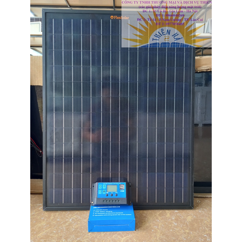 bộ tấm pin năng lượng mặt trời Mono 50W và điều khiển sạc 30A