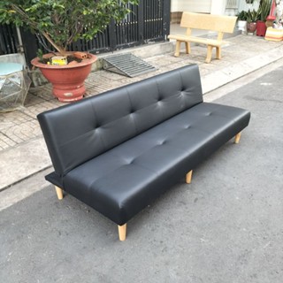 Sofa Bed Giường Đa Năng Dài 1m8 Màu Đen (Simili) 6 Chân Gỗ Rất bền - Nệm Không Lò Xo - Không bị lún