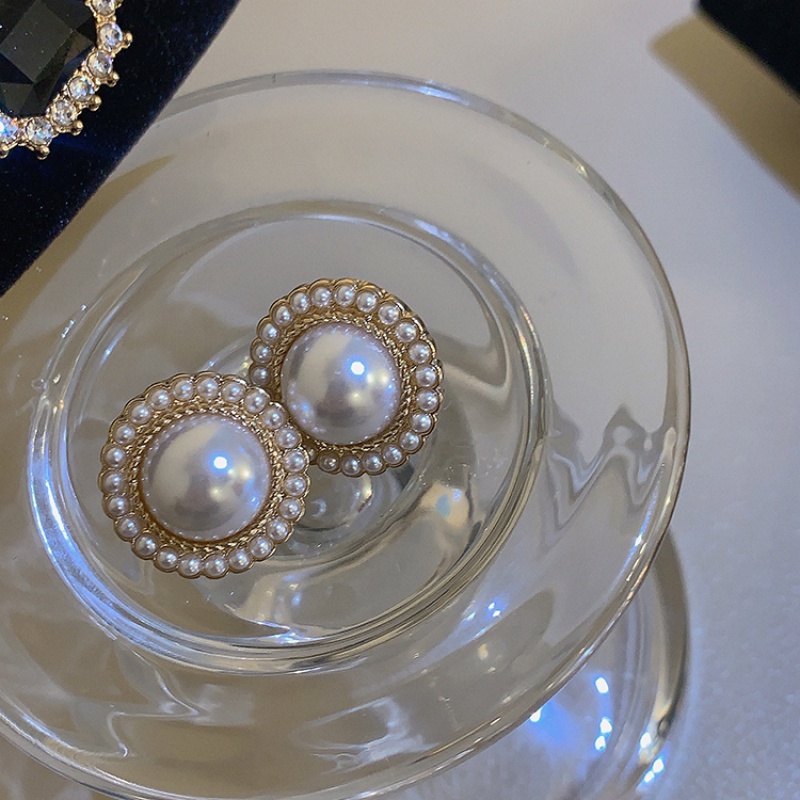 Khuyên Tai Ngọc Trai Tròn Lớn Phong Cách Cung Điện Pháp Cổ Điển Kiểu Mới 2023