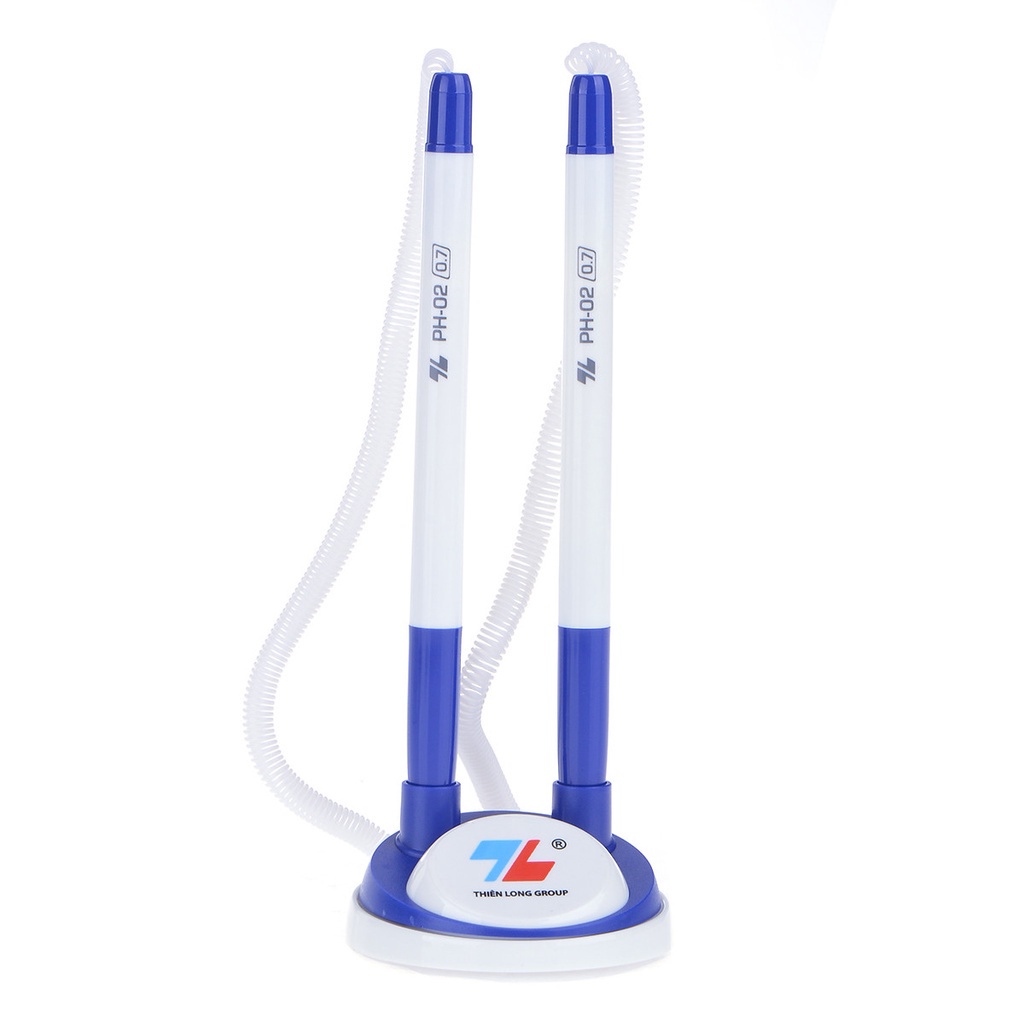 Bộ 2 cây Bút đế cắm để bàn Thiên Long PH-02 - Bút có dây để bàn cố định mực xanh chính hãng 100%