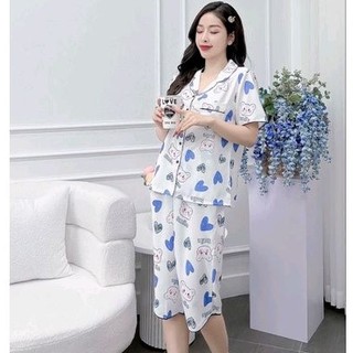 Bộ Đồ Pyjama Nữ Mặc Nhà Đẹp Lụa Mango Cao Cấp Quần Lửng Tiện Lợi 🎀Hàng Có Size