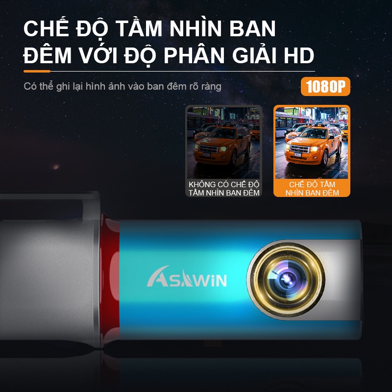 Camera hành trình ô tô Asawin s35 WiFi Full HD 1080P Máy ghi âm lái xe tự động | BigBuy360 - bigbuy360.vn