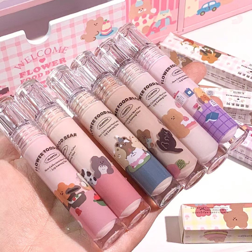 Son Môi Nhung Lì Flortte Hình Bánh Gấu Và Hoa Xinh Xắn