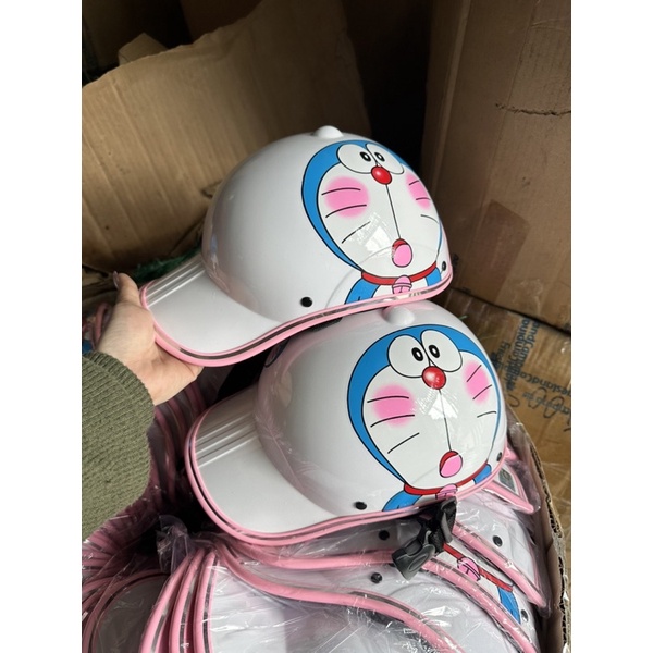 NÓN KẾT DOREMON TRẮNG VIỀN HỒNG