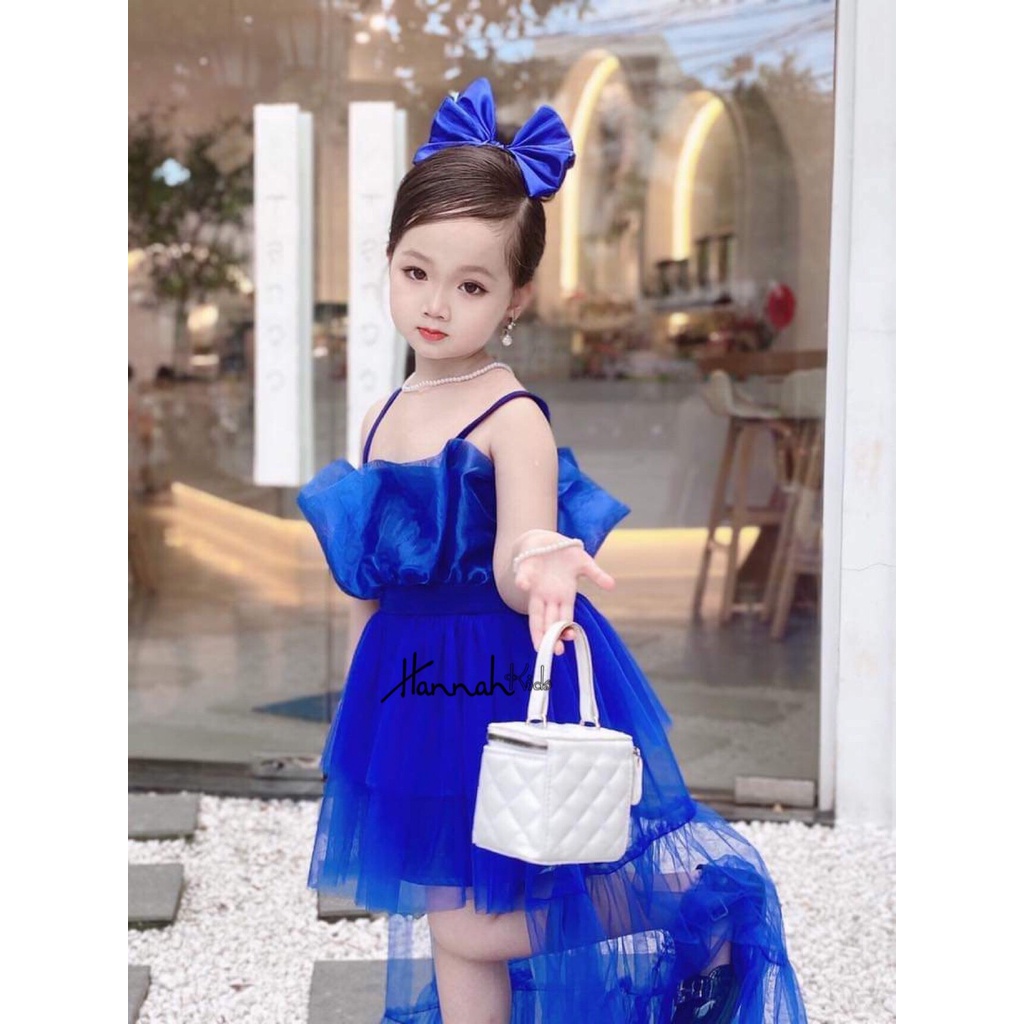Đầm Công Chúa Đuôi Cá Cho Bé 8-39Kg, Váy Công Chúa Dự Tiệc 2 Dây Màu Đen/Trắng/Đỏ/Xanh Đuôi Cá Cho Bé HANNAH KIDS