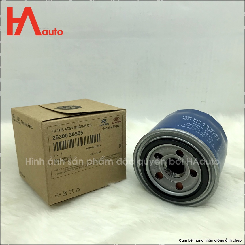 Lọc nhớt Elantra/ Avante/ Creta/ Kona/ SantaFe xăng/ Tucson xăng/ Cerato/ K3/ K5/ Optima/ Seltos/ Sorento xăng. Mã 35505