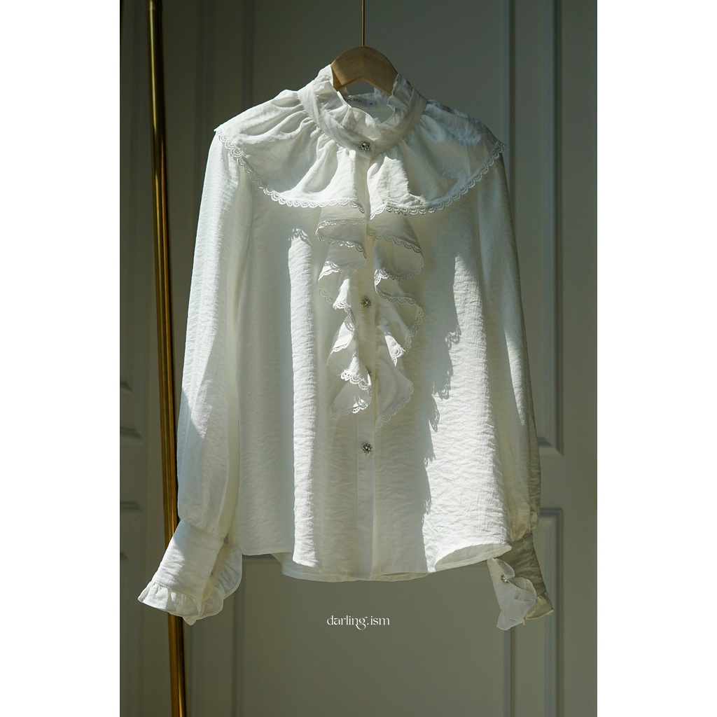 DARLING.ISM - Áo kiểu tay phồng dài phối ren tiểu thư Crystal shirt